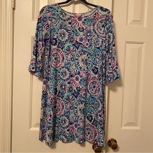 Lilly Pulitzer Ophelia Dress Multi The Swim Coral Bell Sleeve Size Small